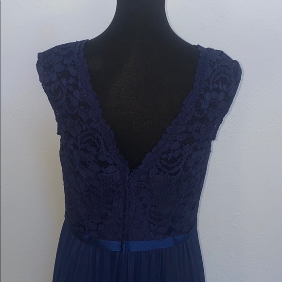 Navy Cap Sleeve David’s Bridal Bridesmaids Dress - Picture 2 of 16